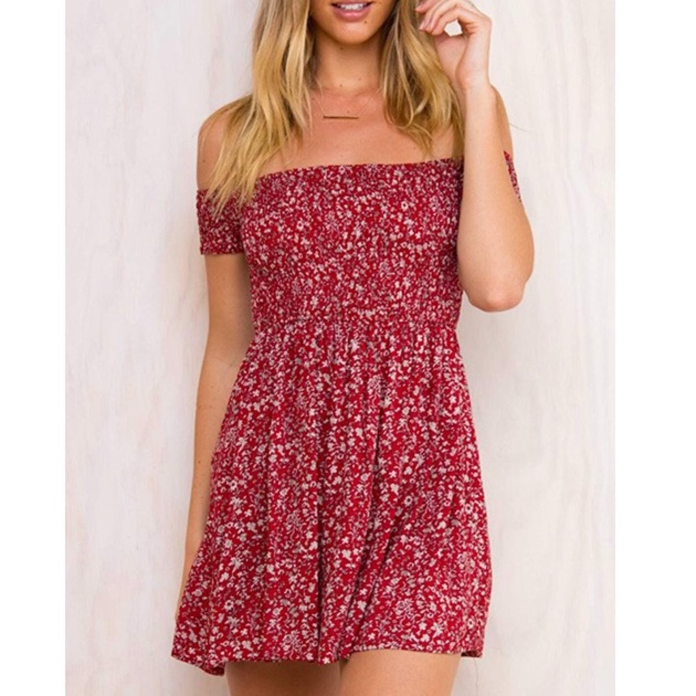 🌹Red Patterned Dress
